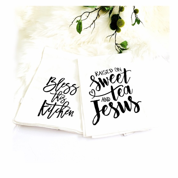 Set 2 Towels bless this kitchen /sweet tea & Jesus - Picture 2 of 5